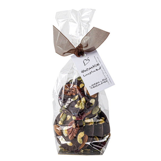 Jag Couture London - New York Linden Lady gift bags of dark chocolate mendiants