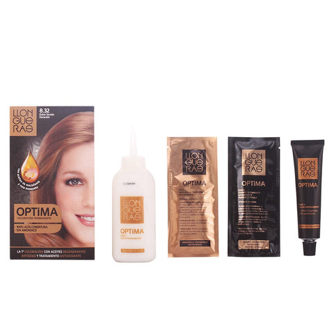 Jag Couture London New York Llongueras Optima Permanent Hair Colour in 8.32 Natural Golden Blond, ammonia-free formula, bottle image