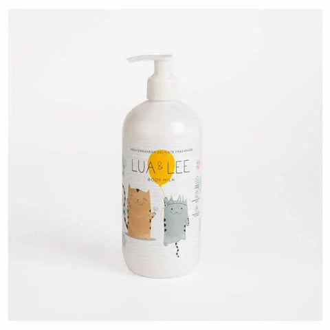 Jag Couture London Lua & Lee Body Milk 500ml bottle with sleek packaging and soft, moisturizing lotion visible in the image.