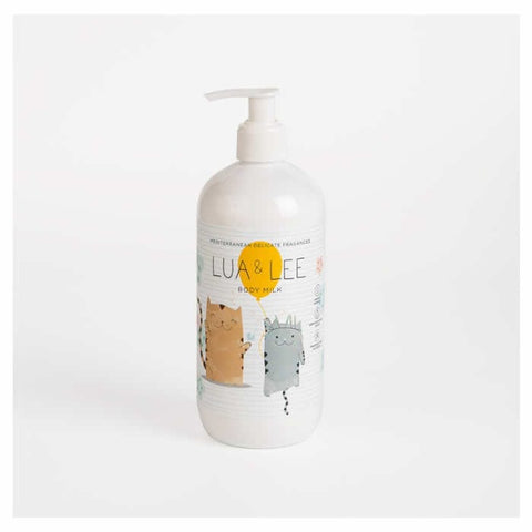 Jag Couture London Lua & Lee Body Milk 500ml bottle, creamy moisturizer with floral scent, in a sleek white container.