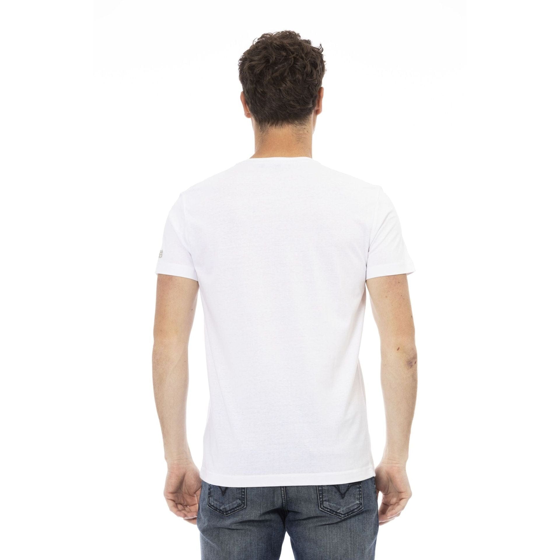 White Trussardi Action 2AT04_01 sneaker by Jag Couture London, showcasing sleek design and white leather upper.