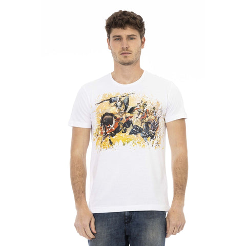 White Trussardi Action 2AT09 sneaker from Jag Couture London, featuring stylish design and brand logo.