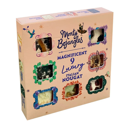 Luxury Italian nougat collection gift box by Jag Couture London New York, featuring assorted handcrafted nougats in elegant packaging.
