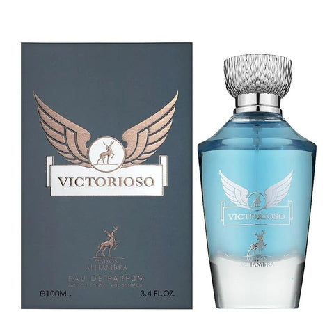Maison Alhambra Victorioso Eau De Parfum spray by Jag Couture London New York, featuring a sleek 100ml bottle with elegant design.