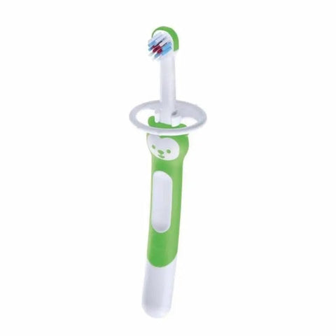 Jag Couture London Mam Training Toothbrush Neutral for babies 5 months and older, soft bristles for gentle oral care.