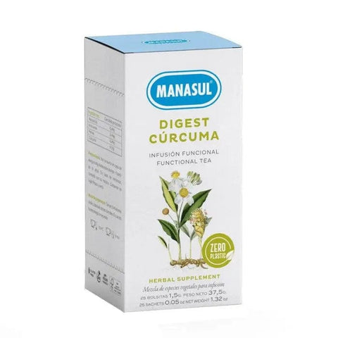 Manasul Digest Turmeric tea sachets by Jag Couture London - New York, 25 tea bags, herbal supplement for digestion.