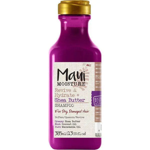 Jag Couture London Maui Shea Butter Revive Dry Hair Shampoo 385ml bottle with label and packaging.