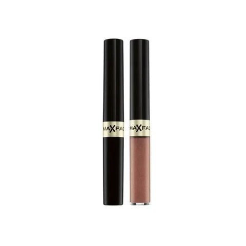 Max Factor Lipfinity Lip Colour in 15 Ethereal, showcasing a vibrant, long-lasting lip color applied on smooth lips.
