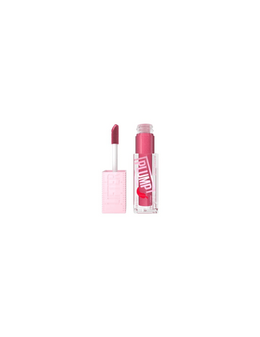 Maybelline Plump Brillo de Labios Voluminizador 004 Red Flag lip gloss by Jag Couture London New York, showing glossy red lips.