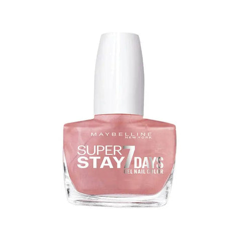 Maybelline Superstay 7 Days Gel Nail Color in Porcelaine, showcasing a smooth, glossy light pink nail polish on natural nails.