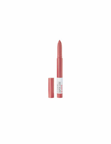 Maybelline Superstay Ink Crayon Shimmer 190 Blow The Candle lip color in a shimmering crayon form, displayed with its packaging.