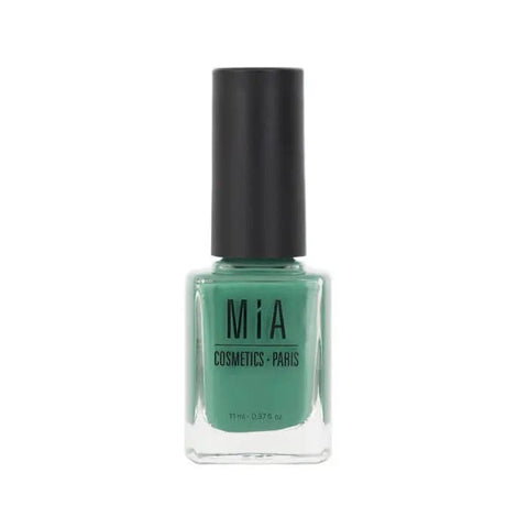 Jag Couture London - New York Mía Cosmetics Jade nail polish bottle with vibrant green color and sleek packaging.