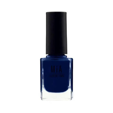 Jag Couture London - New York Mía Cosmetics Midnight Sky nail polish bottle with deep navy blue color on a white background.