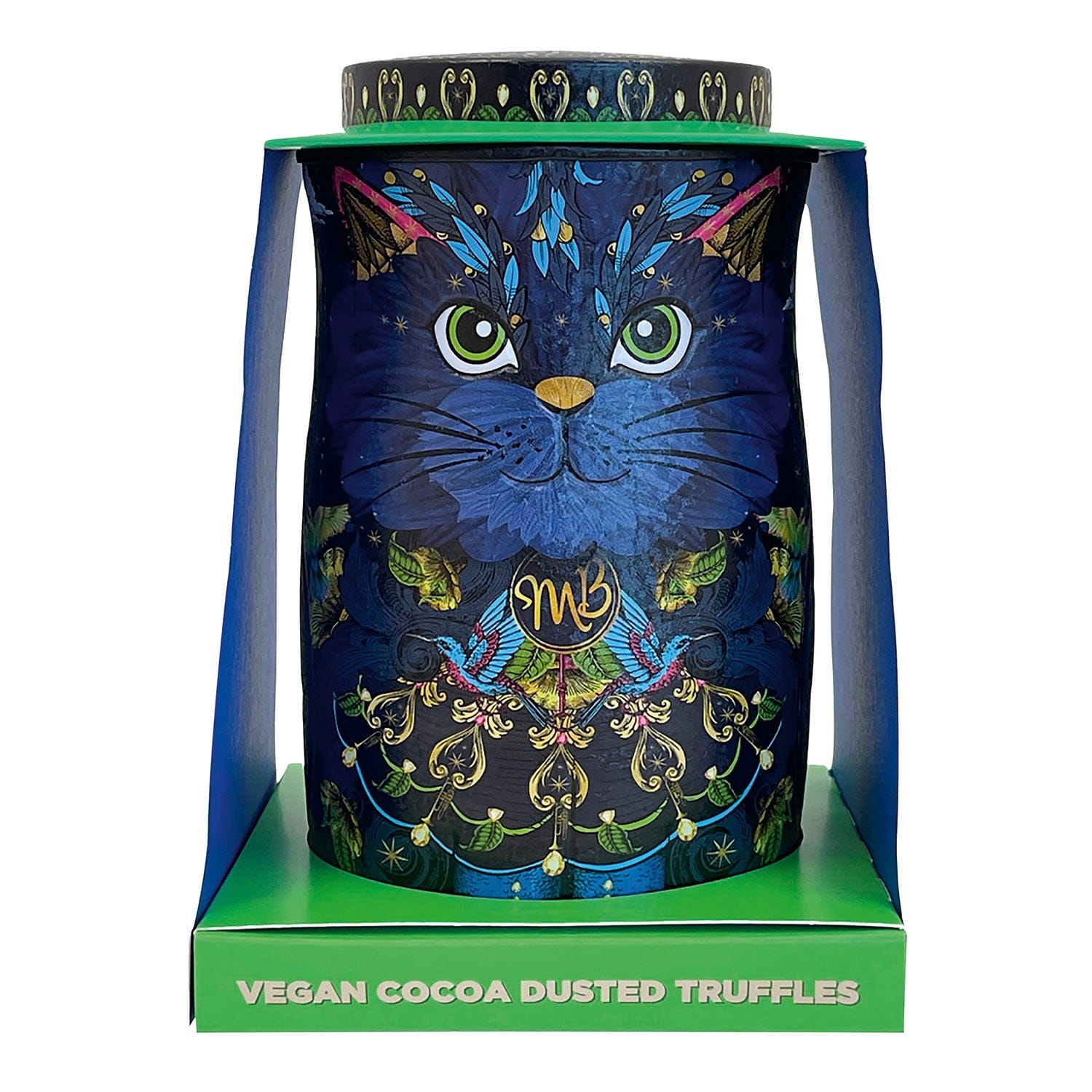 Jag Couture London - New York Midnight Prince cat tin of Cocoa Nibs Nights cocoa dusted truffles