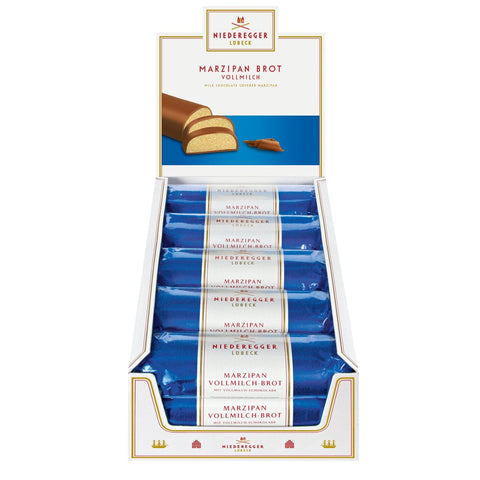 Milk chocolate covered marzipan loaf by Jag Couture London New York, with a smooth chocolate coating over marzipan.