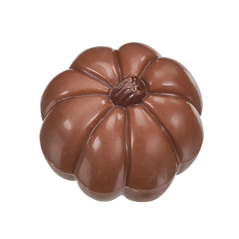 Milk chocolate pumpkin by Jag Couture London with caramel and hazelnut praline filling, 13g.