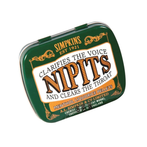 Mini tin of Jag Couture London New York menthol liquorice Nipit sweets, featuring colorful packaging and individually wrapped candies.