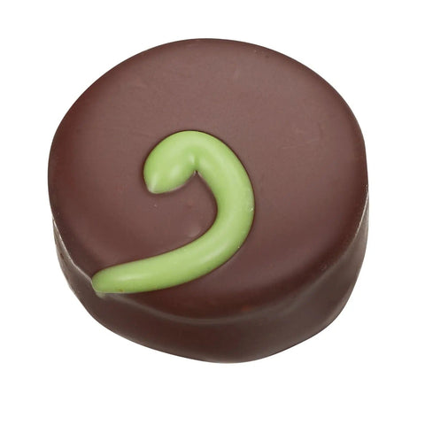 Mint fondant by Jag Couture London, soft creamy center enrobed in dark chocolate, 12g.