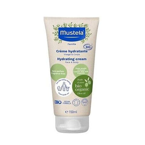 Mustela Hydrating Cream face and body in 150ml jar, designed for nourishing skin, with a sleek container from Jag Couture London New York.