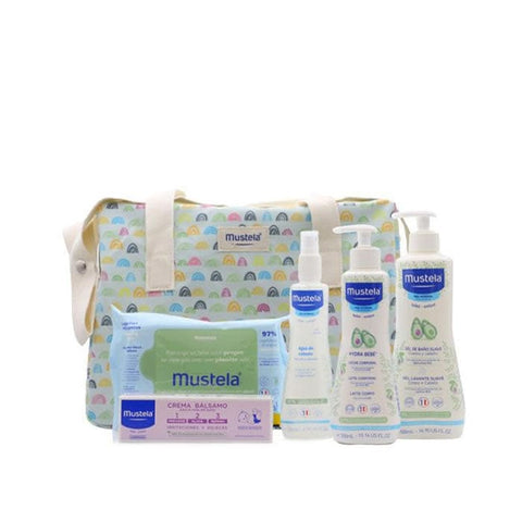 Mustela Little Moments Rainbow Set of 6 pieces, featuring colorful skincare products from Jag Couture London - New York.