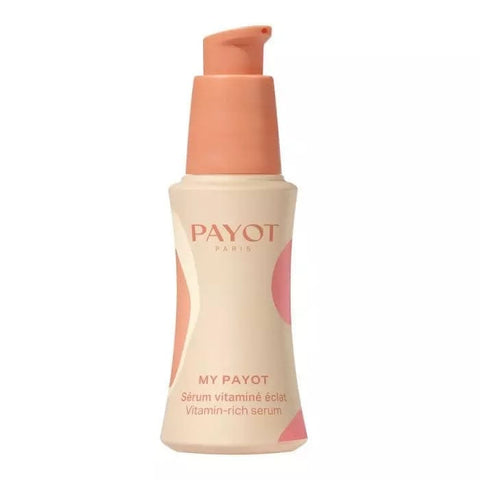 Jag Couture London My Payot Concentré Éclat Serum 30ml, a clear glass bottle with a white pump dispenser and elegant label.