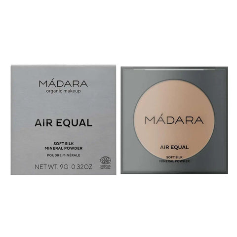Natura Siberica Air Equal Soft Silk Mineral Powder N2 Beige in 9g compact, natural finish, with soft silk mineral formula.