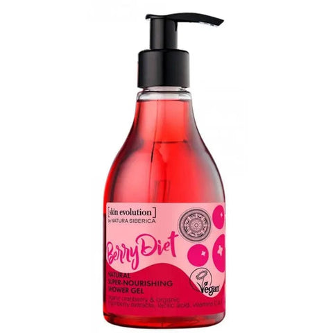 Natura Siberica Berry Diet natural nourishing shower gel in 260ml bottle, featuring berry ingredients for hydration and skin care.