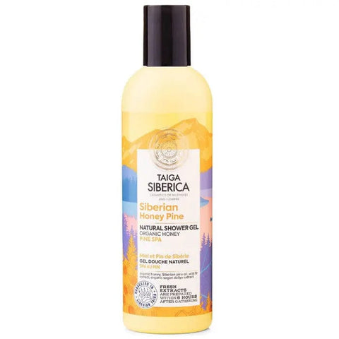 Natura Siberica Pine Spa natural shower gel in 270ml bottle, showcasing the product with pine scent and herbal ingredients.