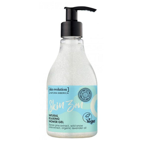 Natura Siberica Skin Zen Relaxing Shower Gel in a 260ml bottle, featuring natural ingredients and calming design elements.