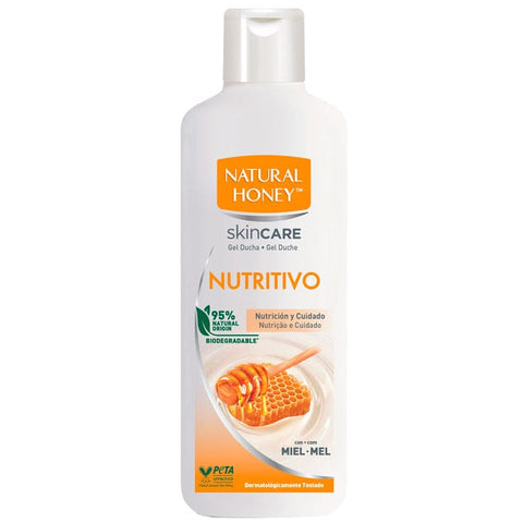 Natural Honey Nutritive Shower Gel by Jag Couture London - New York, in a 650ml bottle with a golden honey-inspired design.