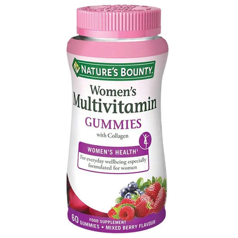 Nature's Bounty Women's Multivitamin Collagen Gummies by Jag Couture London, showing 60 gummy supplements in a clear bottle.