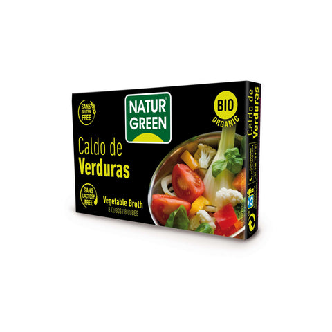 Naturgreen Cubito Caldo Verdura in a small 8-pack box, featuring vegetable broth cubes from Jag Couture London New York.