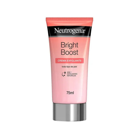 Neutrogena Bright Boost Exfoliating Cream in 75ml jar, shown with smooth, radiant skin and vibrant packaging from Jag Couture London.