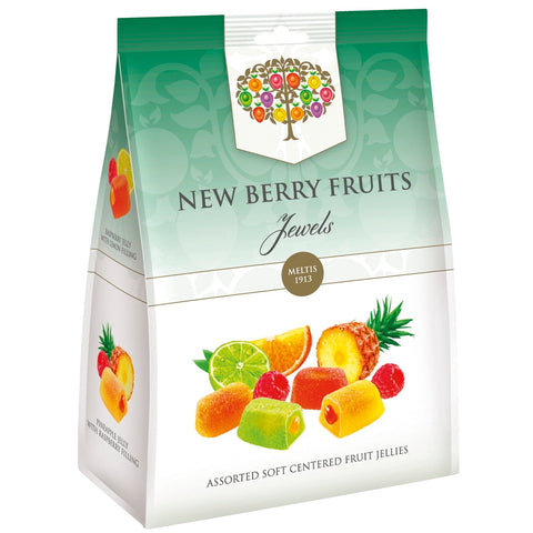 Bag of Jag Couture London New Berry Fruits Jewels featuring colorful, fruit-shaped jewelry pieces in a clear bag.