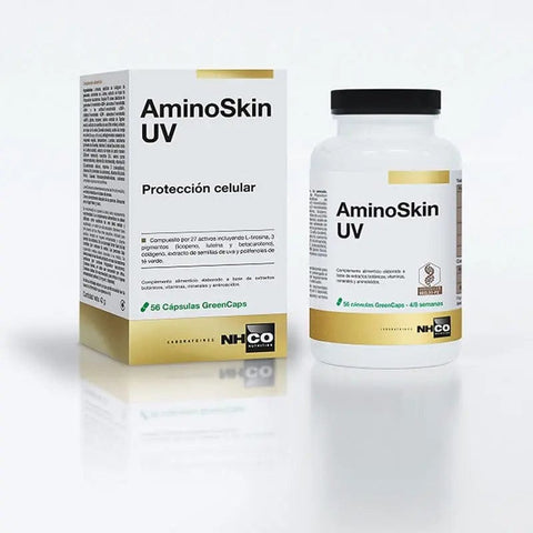 Jag Couture London New York Nhco-Aminoskin UV cellular protection capsules, 56 softgel capsules for skin health and UV defense.