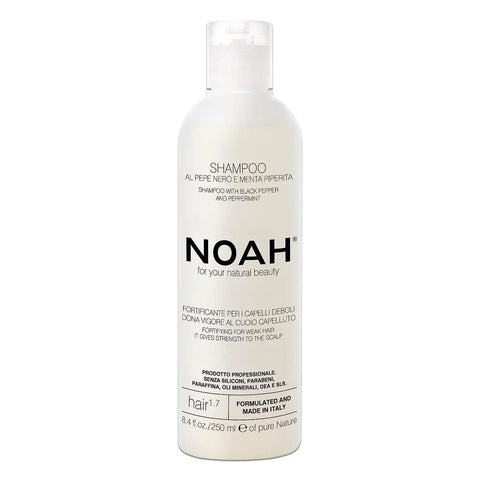 Jag Couture London Noah Pimienta Menta Fortifying Shampoo 250ml, with fresh mint and pepper ingredients, shown in a sleek bottle.
