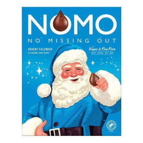 Jag Couture London - New York Nomo Advent box with 24 creamy chocolate drops, showcasing a festive assortment of rich chocolates.