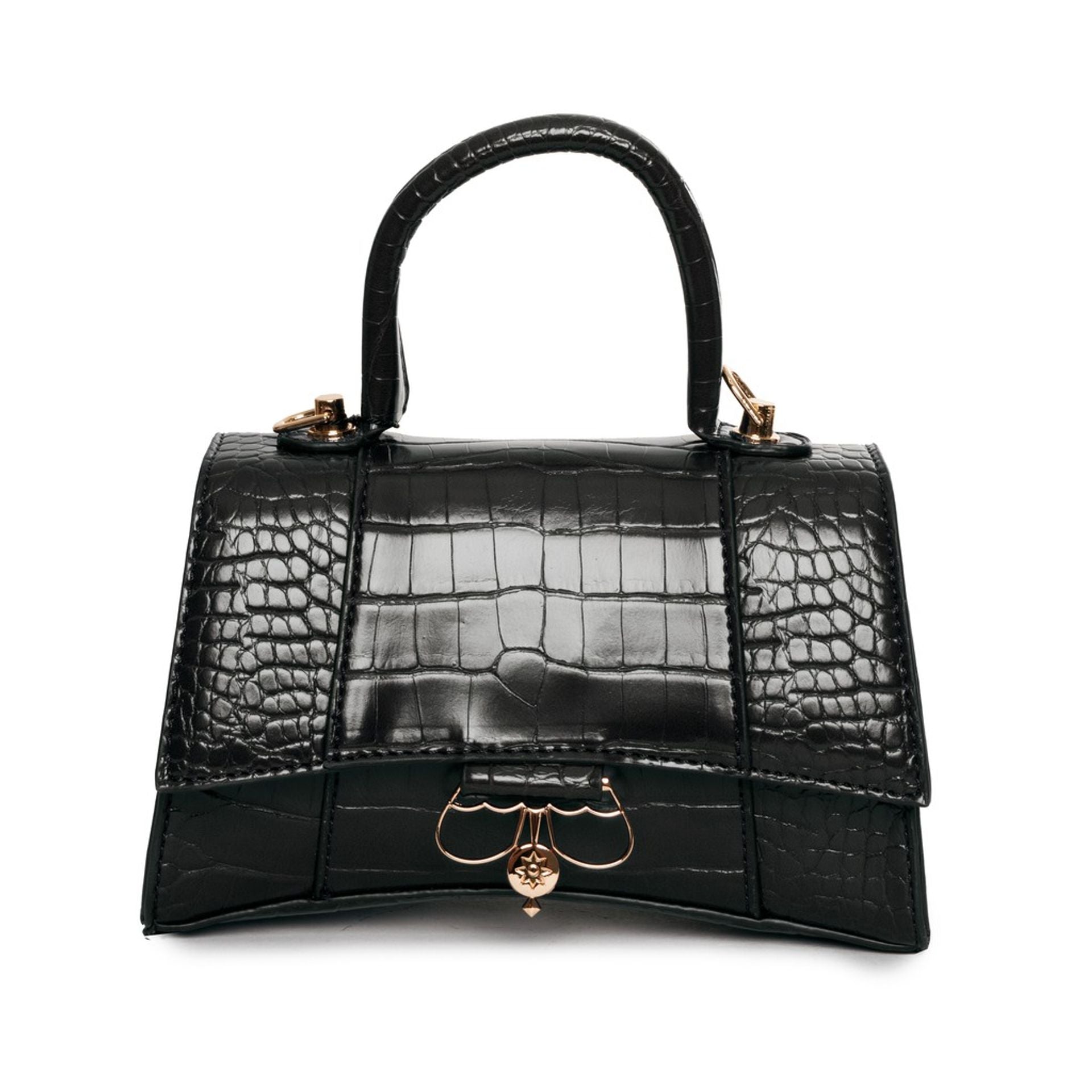 Egon Von Furstenberg X073_EVFW006-JANE designer handbag by Jag Couture London New York, elegant black leather with gold accents.