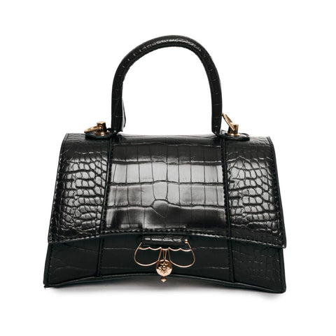 Egon Von Furstenberg X073_EVFW006-JANE designer handbag by Jag Couture London New York, elegant black leather with gold accents.