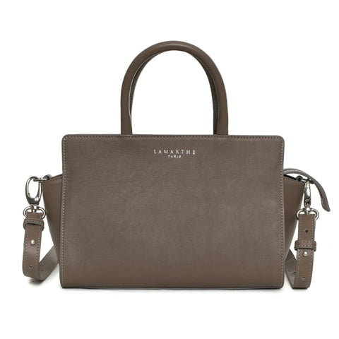 Jag Couture London-New York Lamarthe X073 CT401 BIS U220 handbag in beige leather with silver hardware, displayed on a white background.