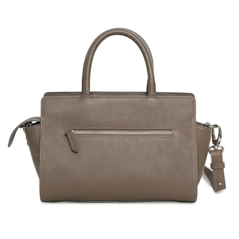 Jag Couture London New York Lamarthe X073 CT401 BIS U220 handbag with beige leather and silver hardware on a plain background.