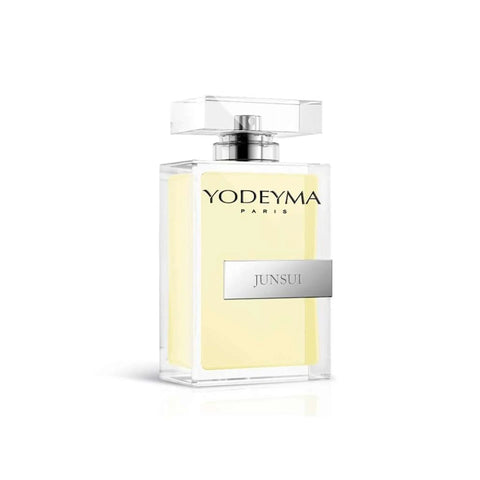 Yodeyma Junsui M 100ml perfume bottle by Jag Couture London New York, elegant glass container with floral design.