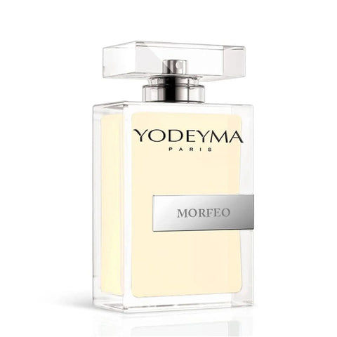 Yodeyma Morfeo M perfume bottle by Jag Couture London New York, 100ml, elegant glass container with silver cap.
