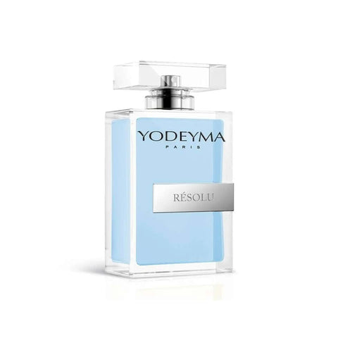 Yodeyma Resolu_M 100ml perfume bottle by Jag Couture London New York, sleek glass container with a minimalist design.