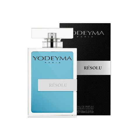 Yodeyma Resolu M 100ml perfume bottle by Jag Couture London New York, with a sleek design and clear label.