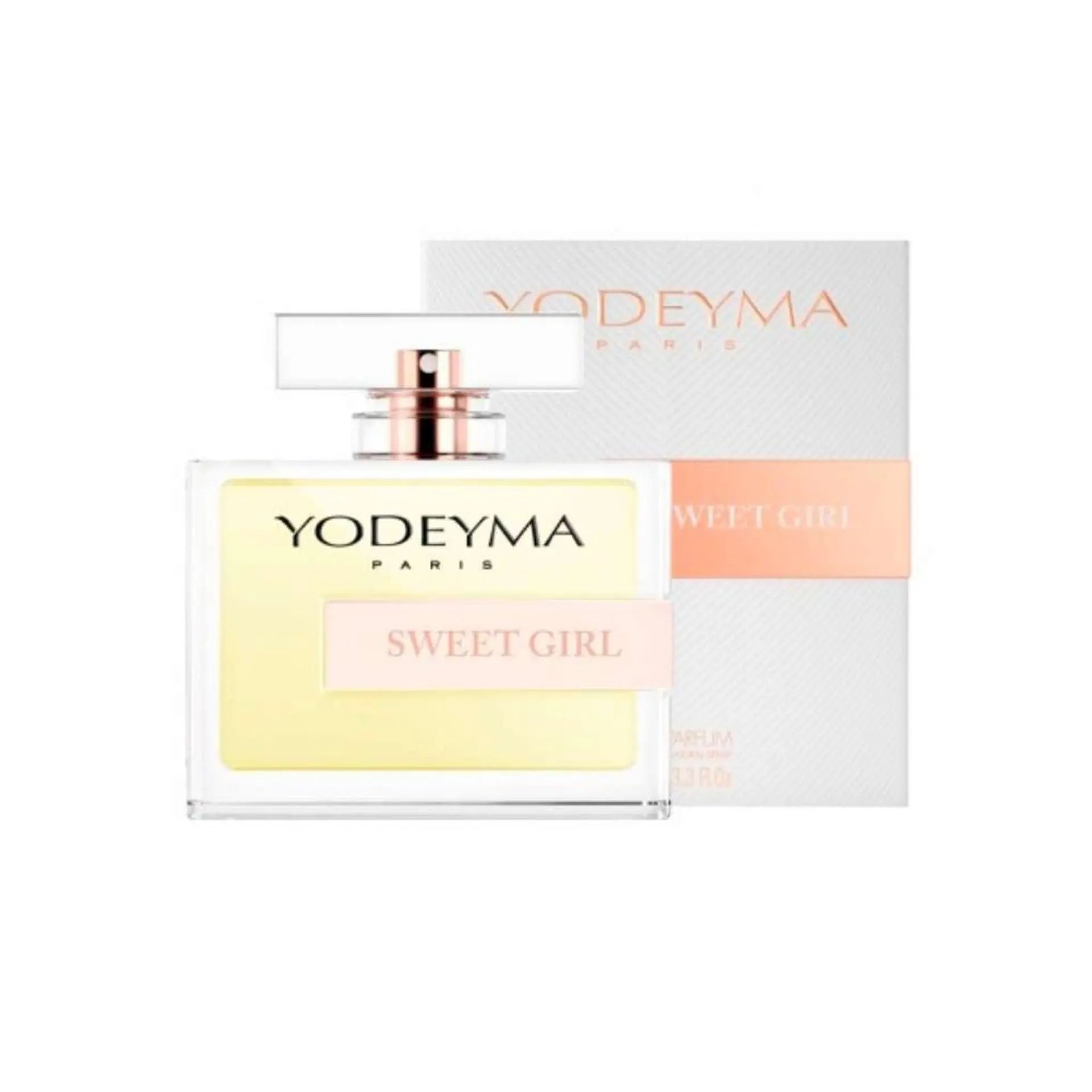 Yodeyma Sweet Girl women's 100ml perfume bottle by Jag Couture London New York, with elegant packaging and floral design.