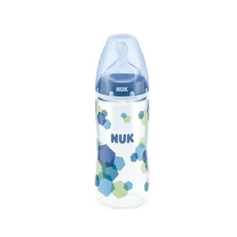 Jag Couture London-NY Nuk Bottle First Choice Silicone Teat T-1M 300ml for baby feeding, showcasing the silicone teat and bottle.