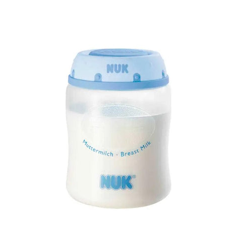 Nuk Breast Milk Container Set by Jag Couture London - New York, two clear plastic storage containers for breast milk with lids.