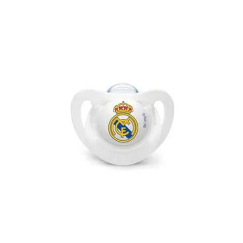 Nuk silicone pacifier with FC Real Madrid logo, suitable for 18-36 months, by Jag Couture London New York.