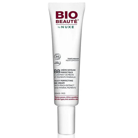 Nuxe Bio Beauté Silky Perfecting BB Cream in medium complexion, 30ml, with smooth, natural finish and lightweight texture.